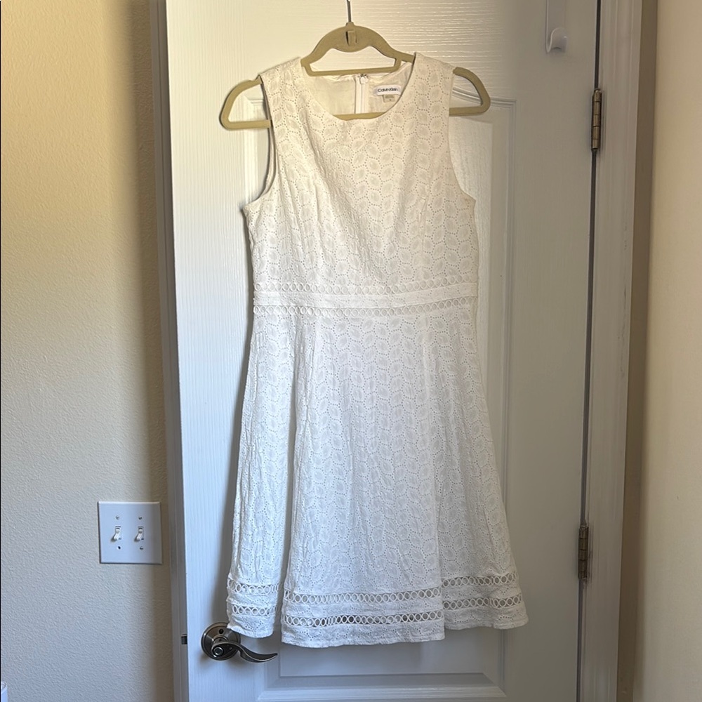 Chic White Lace A-Line Dress